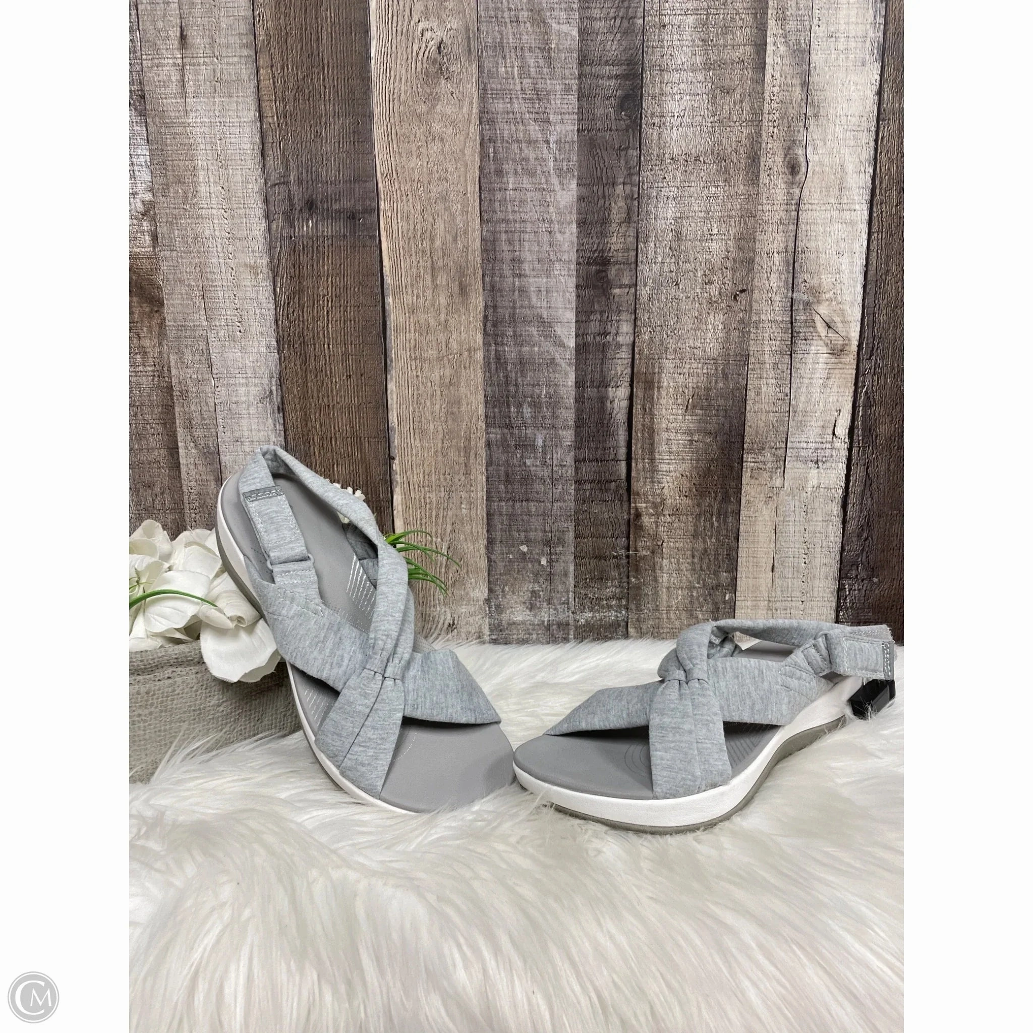 Sandals Heels Wedge By Clarks In Grey, Size: 9 Clarks leather shoes for daily wear