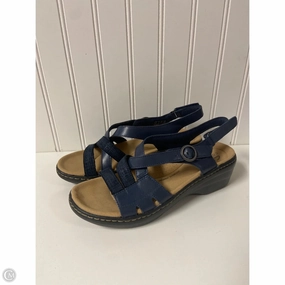 Sandals Heels Wedge By Clarks In Navy, Size: 7 Clarks leather shoes for daily wear