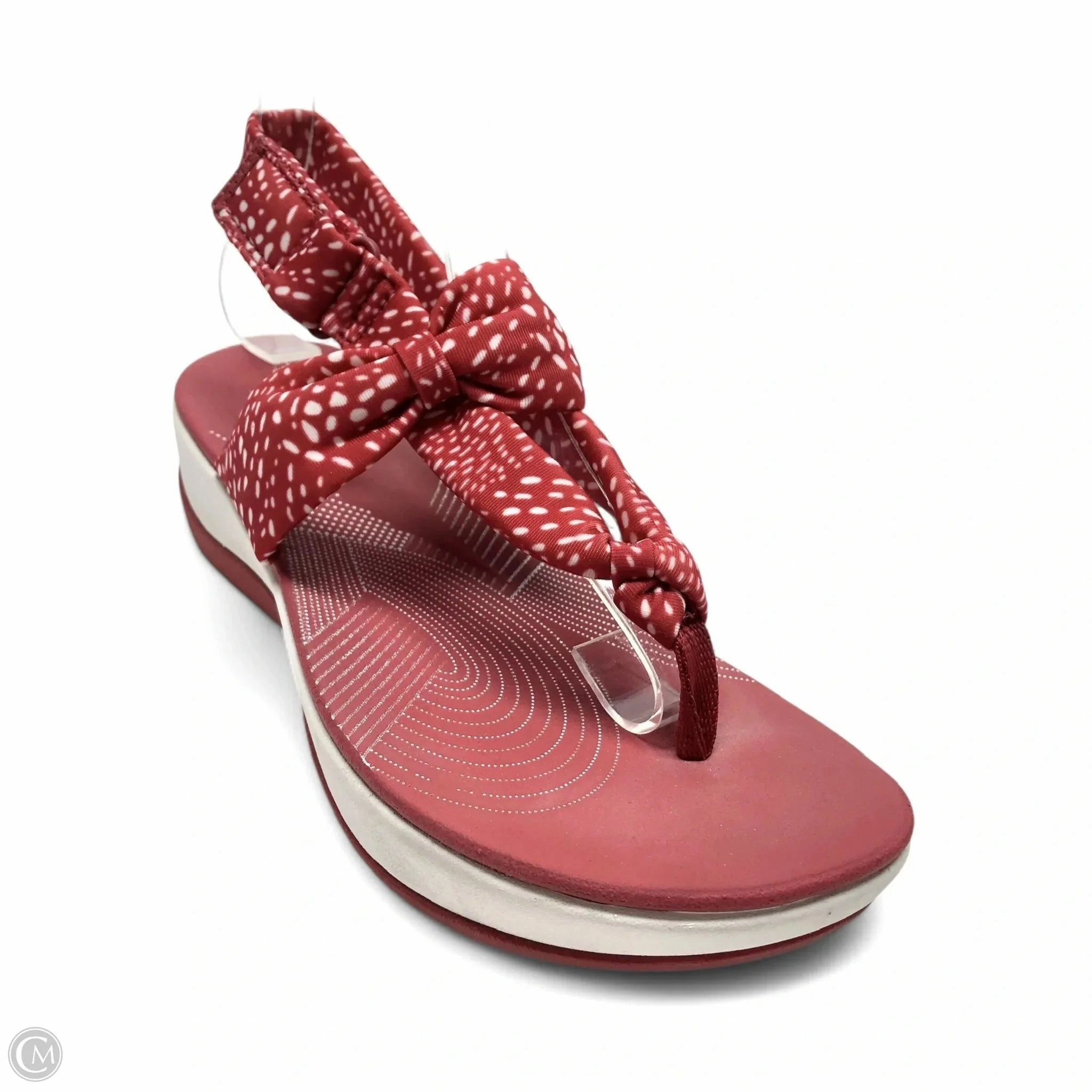Sandals Heels Wedge By Clarks In Red, Size: 7 Leather Footwear