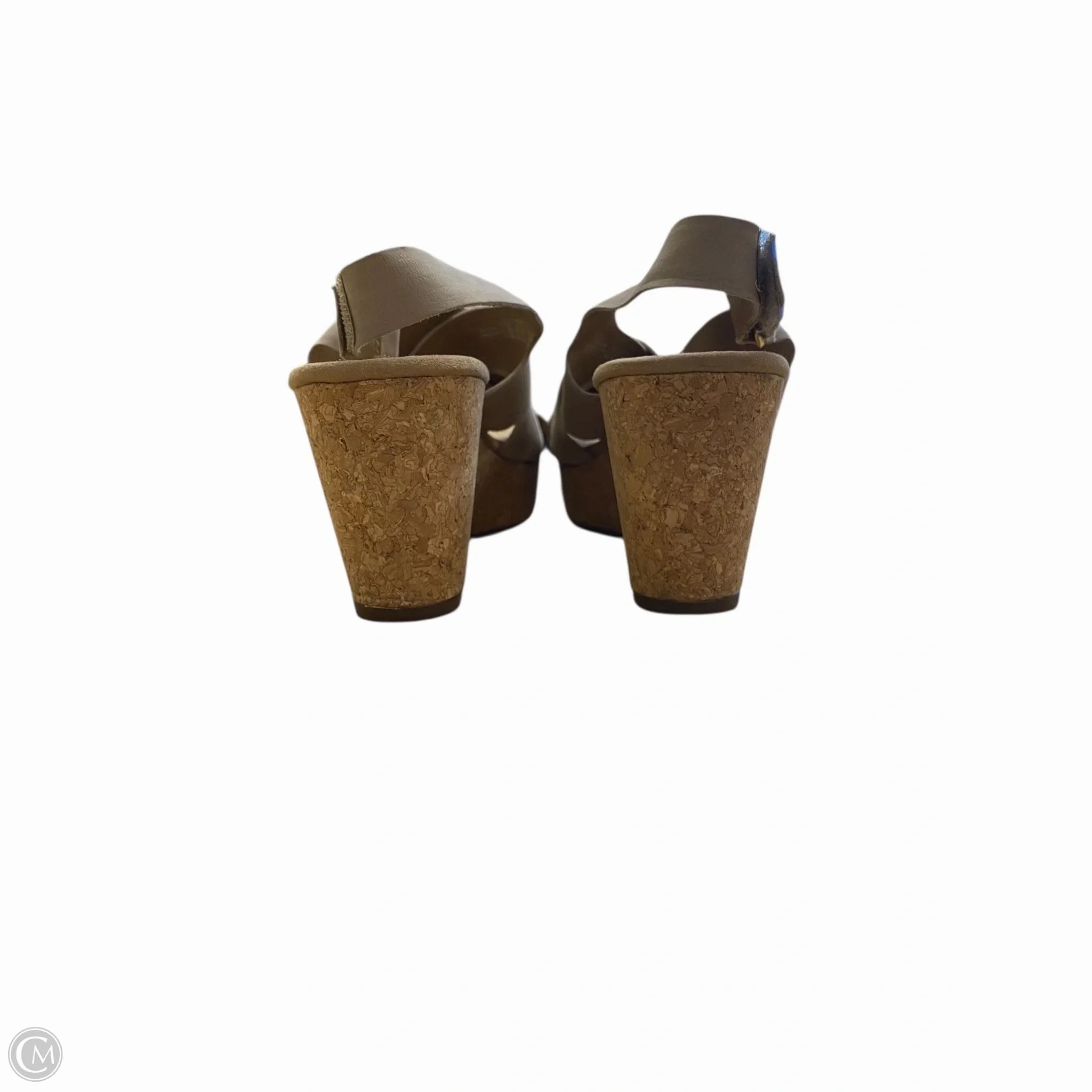 Sandals Heels Wedge By Clarks In Tan, Size: 10 Leather Footwear