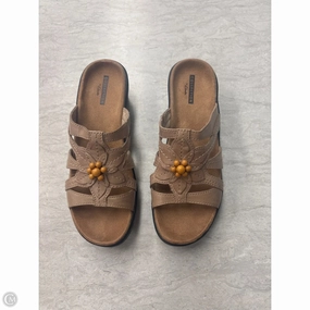 Sandals Heels Wedge By Clarks In Tan, Size: 6.5 Clarks leather shoes for daily wear