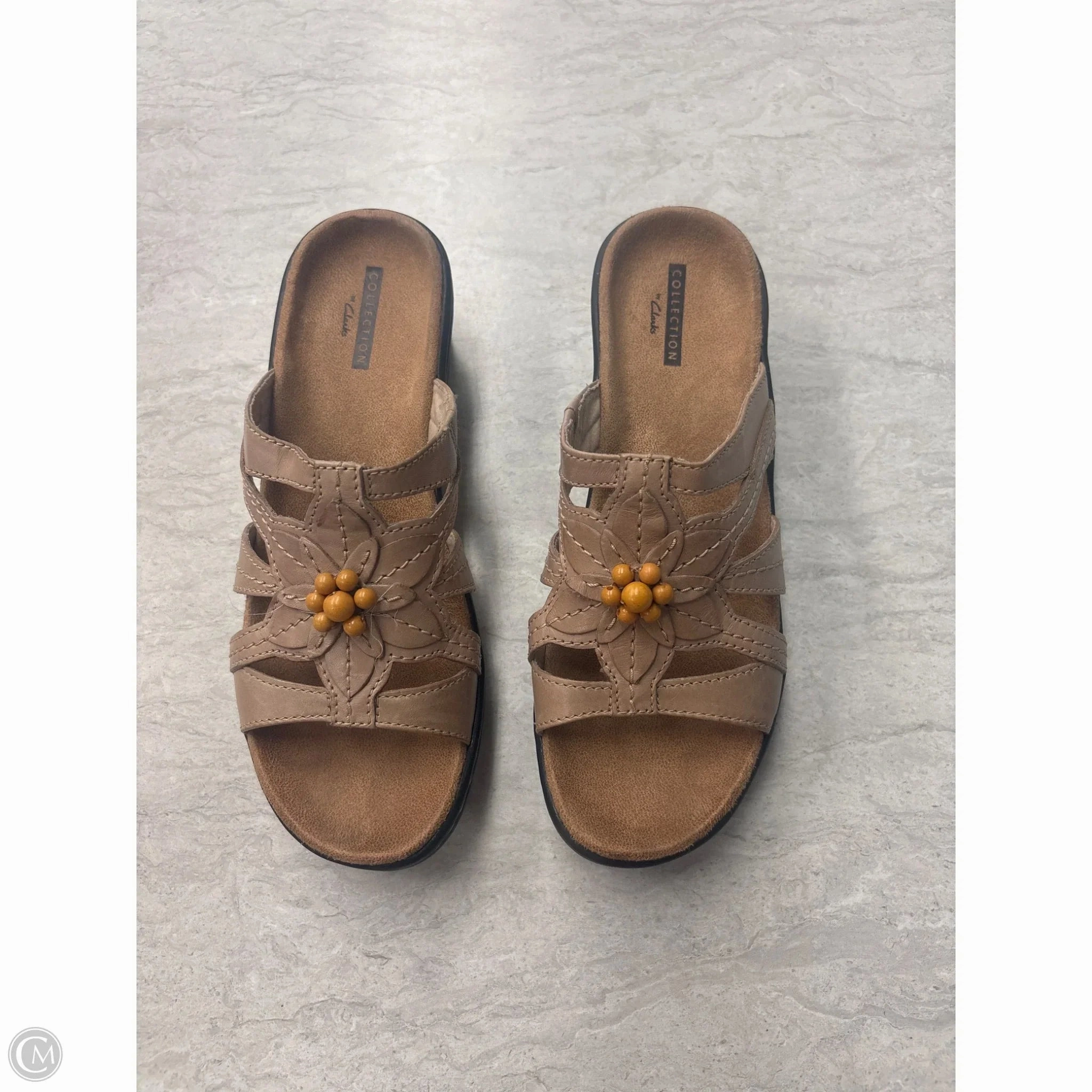 Sandals Heels Wedge By Clarks In Tan, Size: 6.5 Clarks leather shoes for daily wear