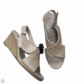 Sandals Heels Wedge By Clarks In Tan, Size: 9.5 Clarks leather shoes for daily wear
