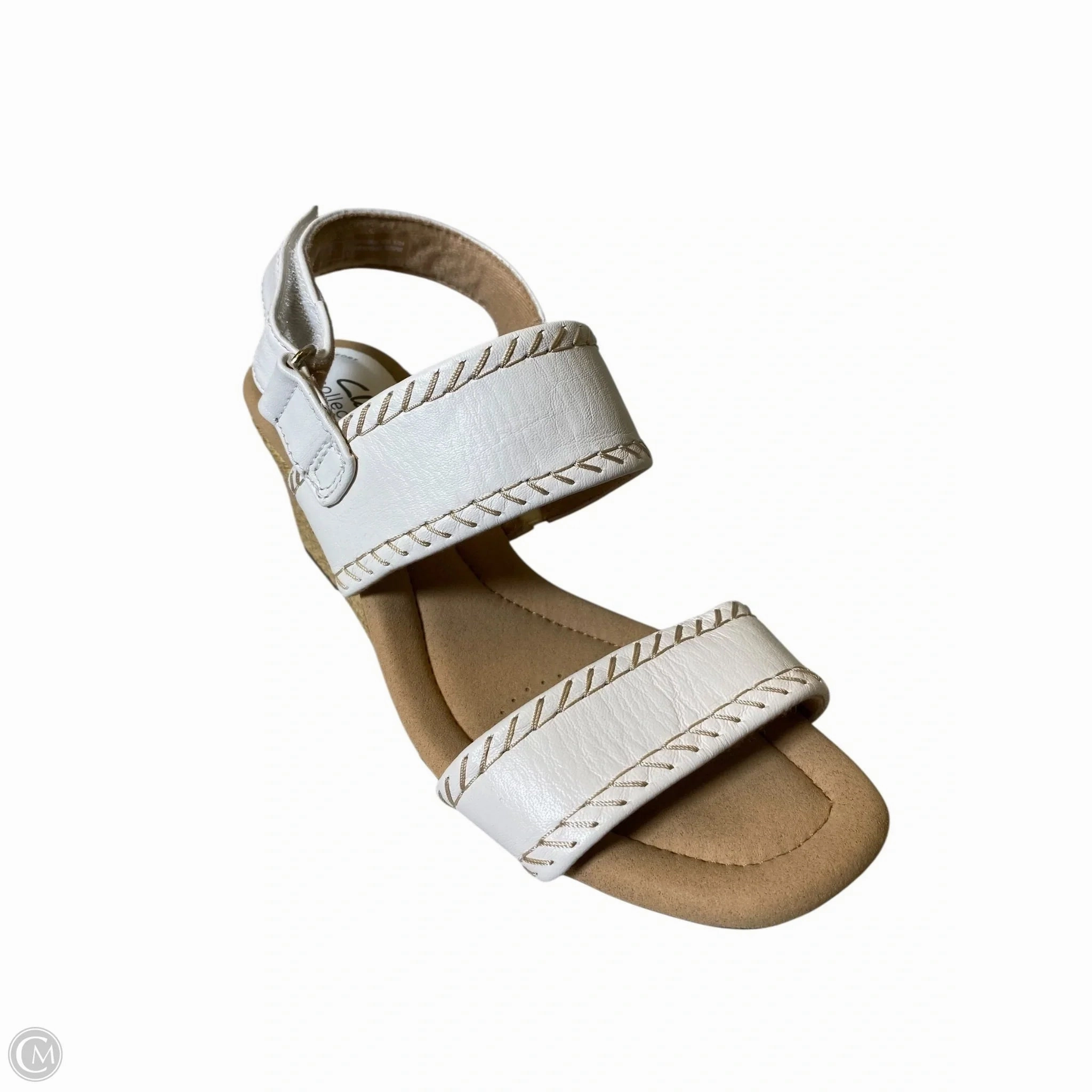 Sandals Heels Wedge By Clarks In White, Size: 7 Leather Footwear