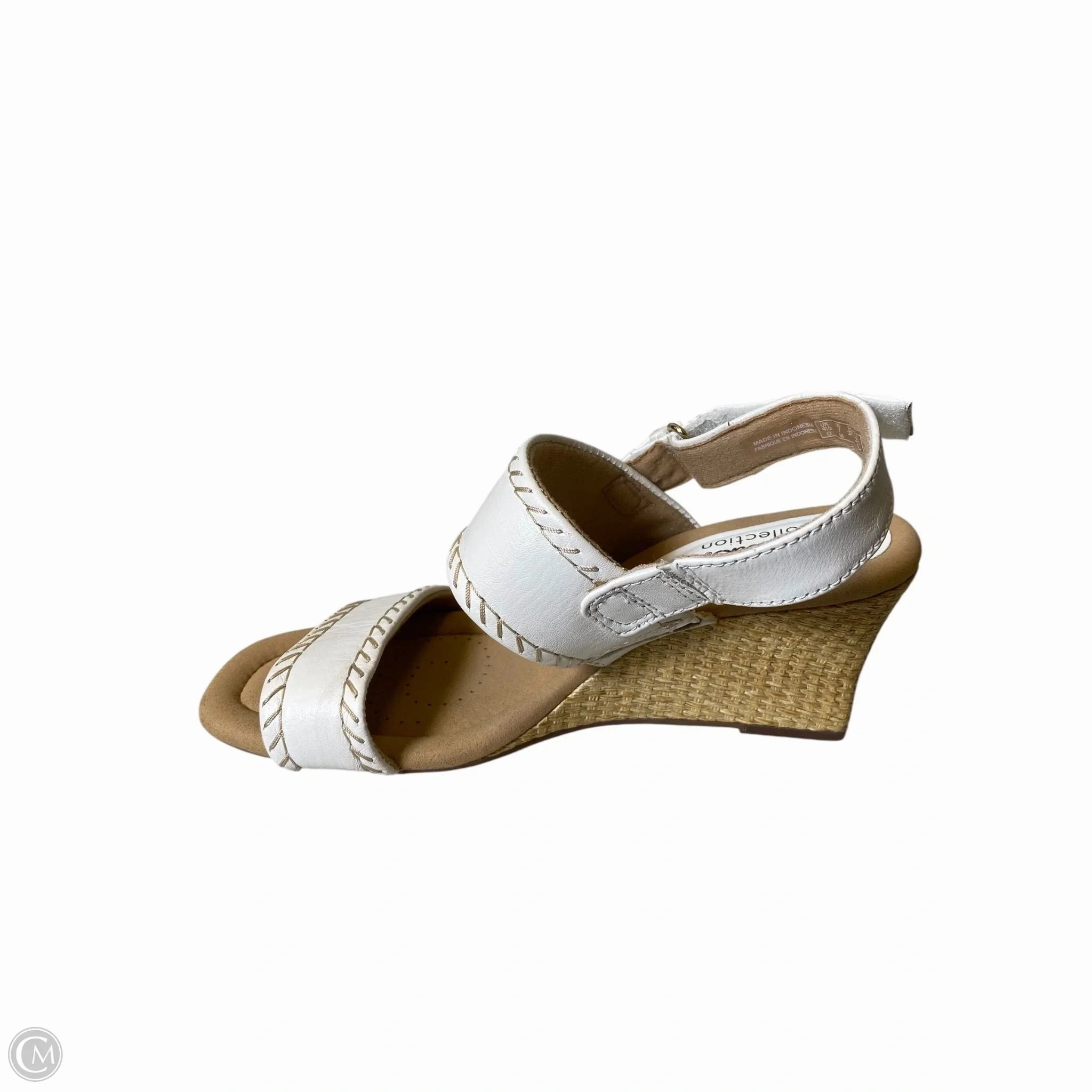 Sandals Heels Wedge By Clarks In White, Size: 7 Leather Footwear
