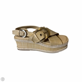 Sandals Heels Wedge By Marc Fisher In Beige, Size: 6 Marc Fisher fashion shoes with block heels