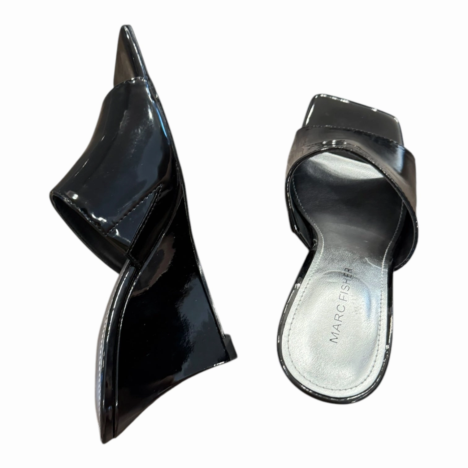 Sandals Heels Wedge By Marc Fisher In Black, Size:6 Fashion Heels