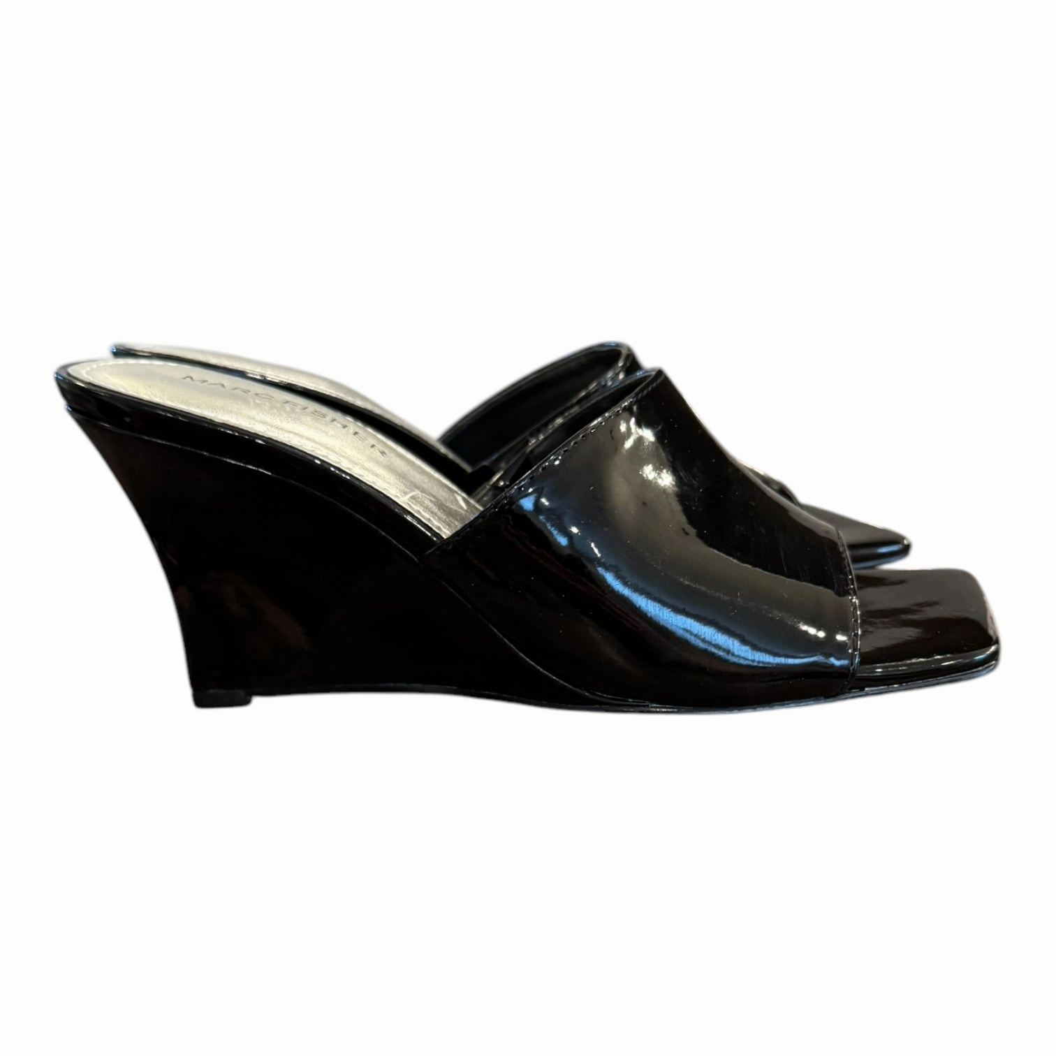 Sandals Heels Wedge By Marc Fisher In Black, Size:6 Fashion Heels
