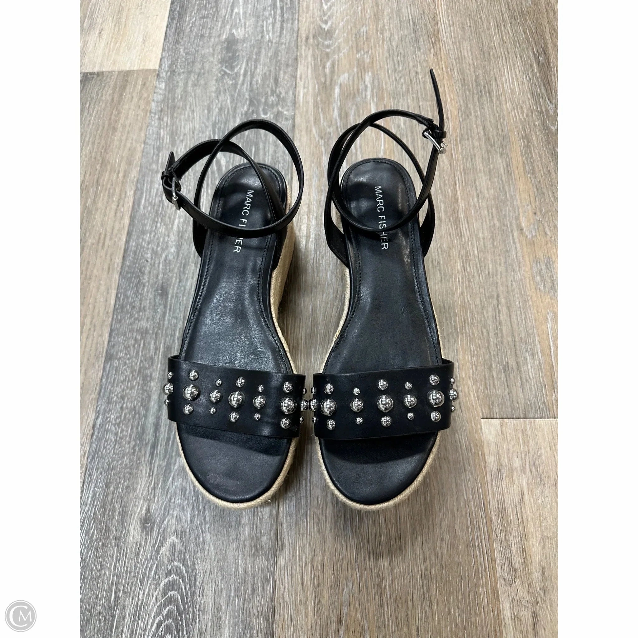 Sandals Heels Wedge By Marc Fisher In Black, Size: 7.5 Fashion Heels