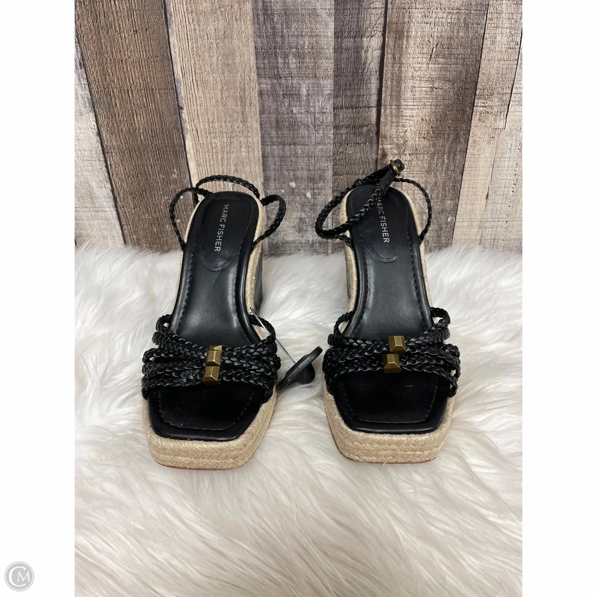 Sandals Heels Wedge By Marc Fisher In Black, Size: 7 Fashion Heels