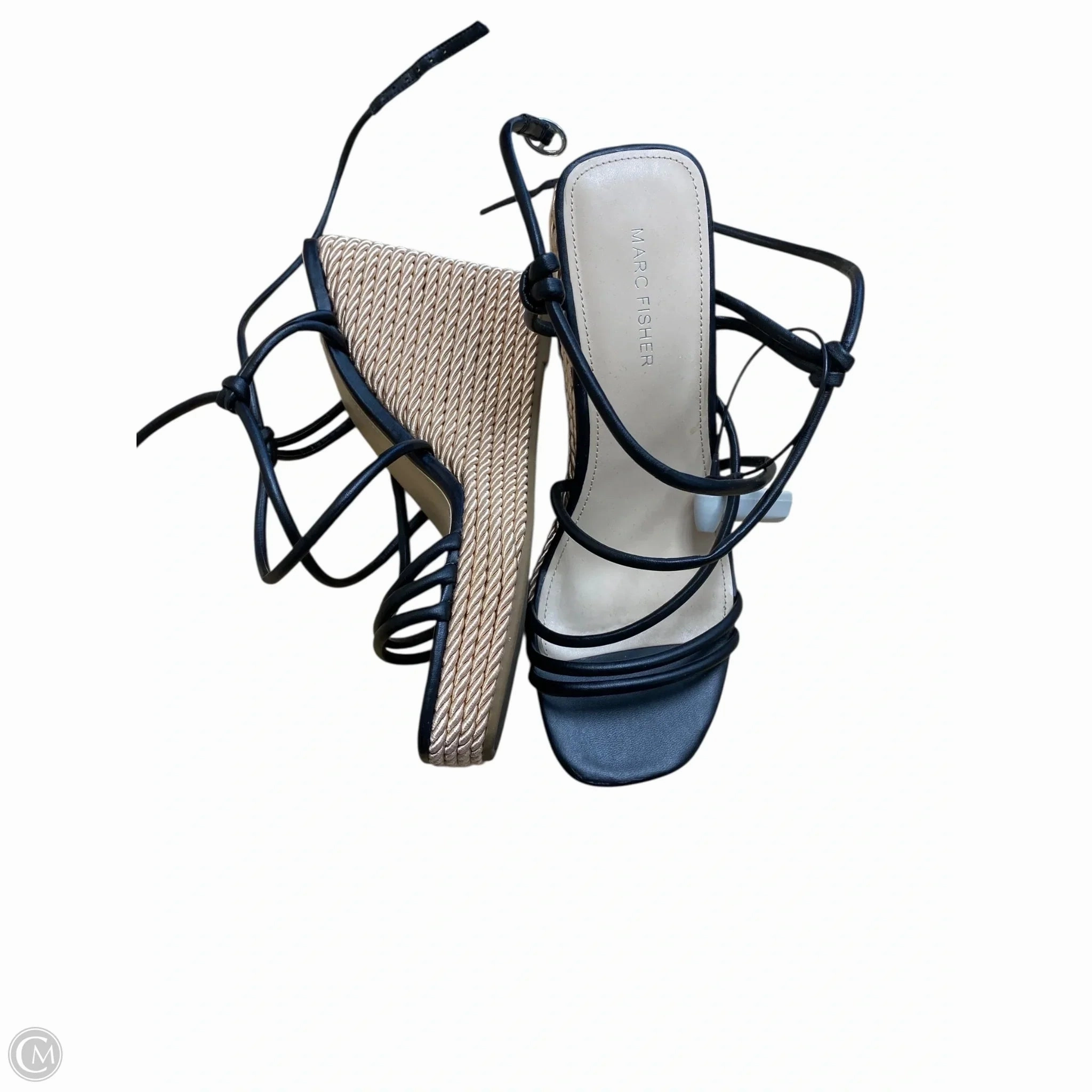 Sandals Heels Wedge By Marc Fisher In Black, Size: 9.5 Fashion Heels