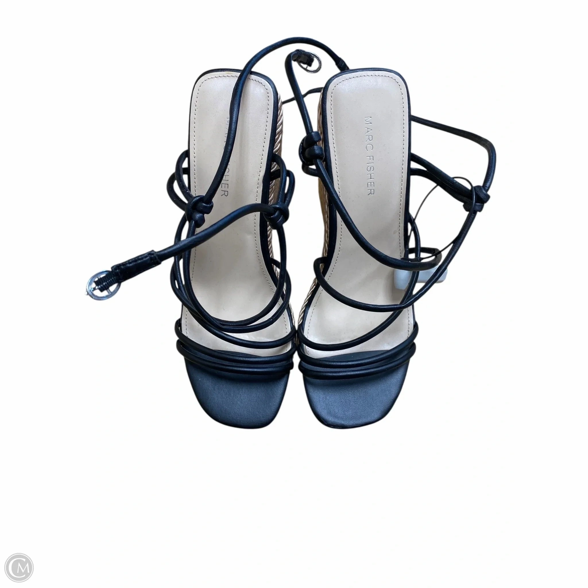 Sandals Heels Wedge By Marc Fisher In Black, Size: 9.5 Fashion Heels