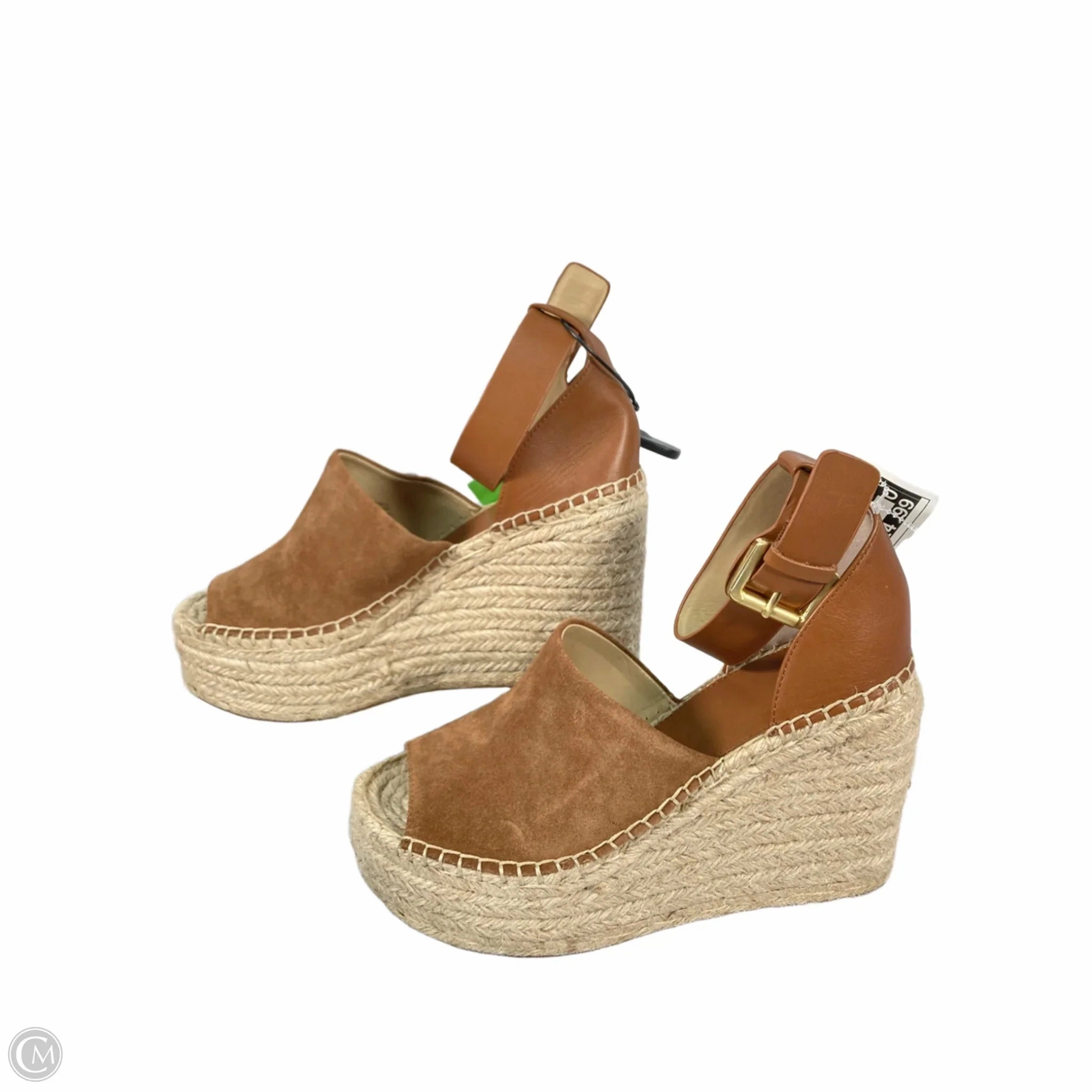 Sandals Heels Wedge By Marc Fisher In Brown & Cream, Size: 9 Fashion Heels