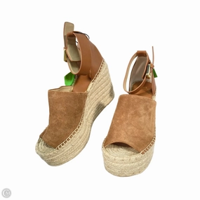 Sandals Heels Wedge By Marc Fisher In Brown & Cream, Size: 9 Marc Fisher fashion shoes with block heels