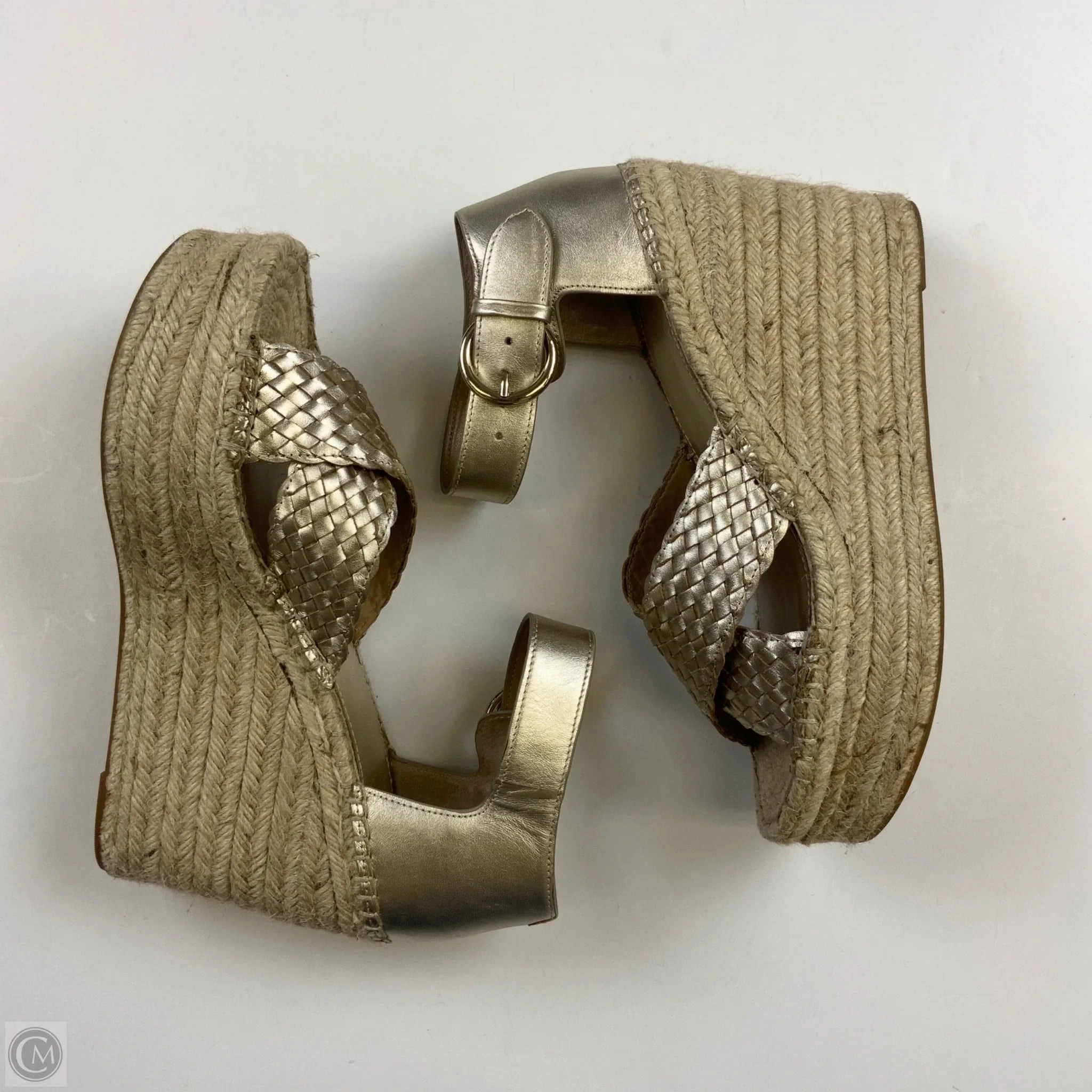 Sandals Heels Wedge By Marc Fisher In Gold, Size: 9.5 Fashion Heels