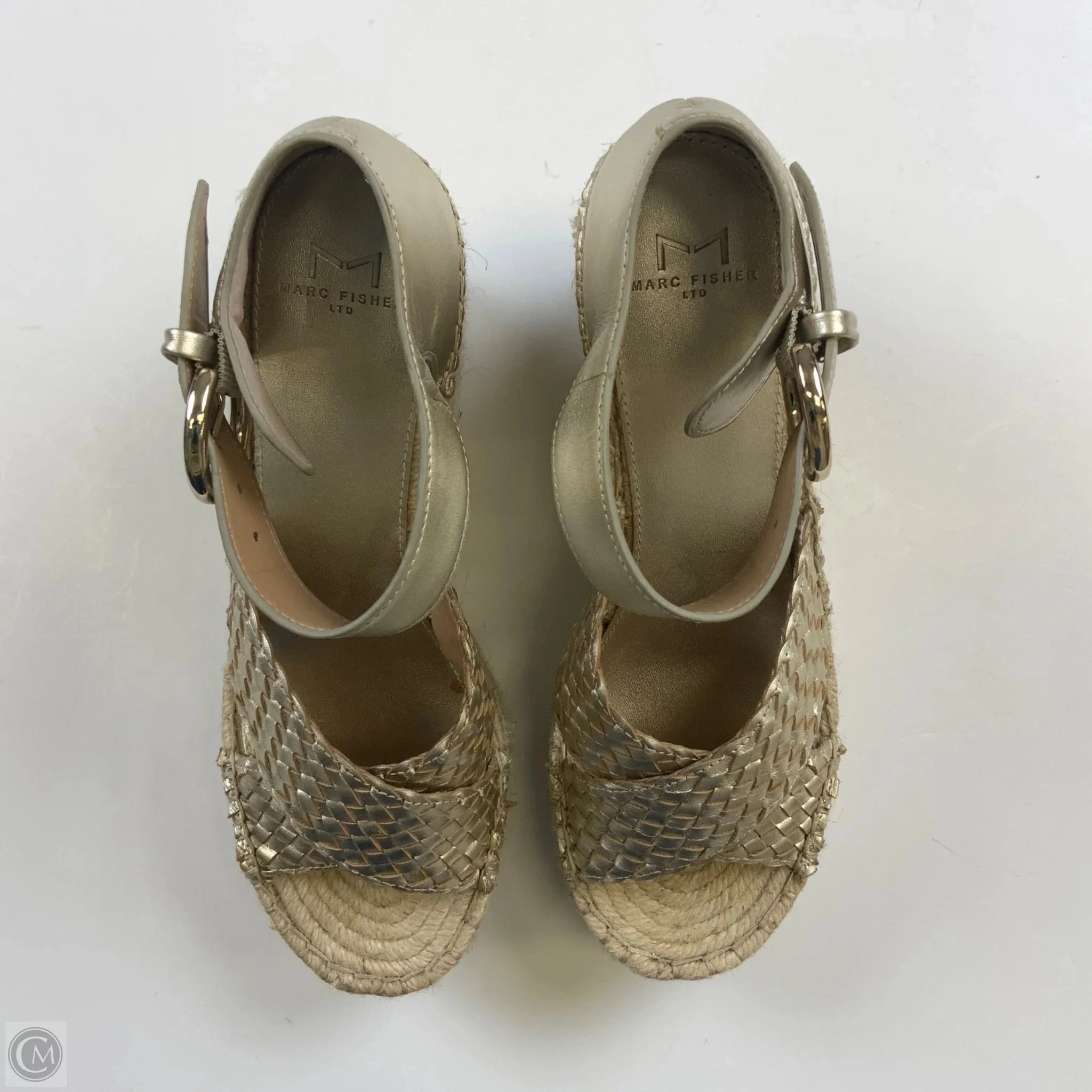 Sandals Heels Wedge By Marc Fisher In Gold, Size: 9.5 Fashion Heels