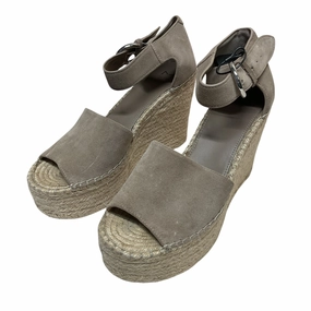 Sandals Heels Wedge By Marc Fisher In Grey, Size:9.5 Marc Fisher fashion shoes with block heels