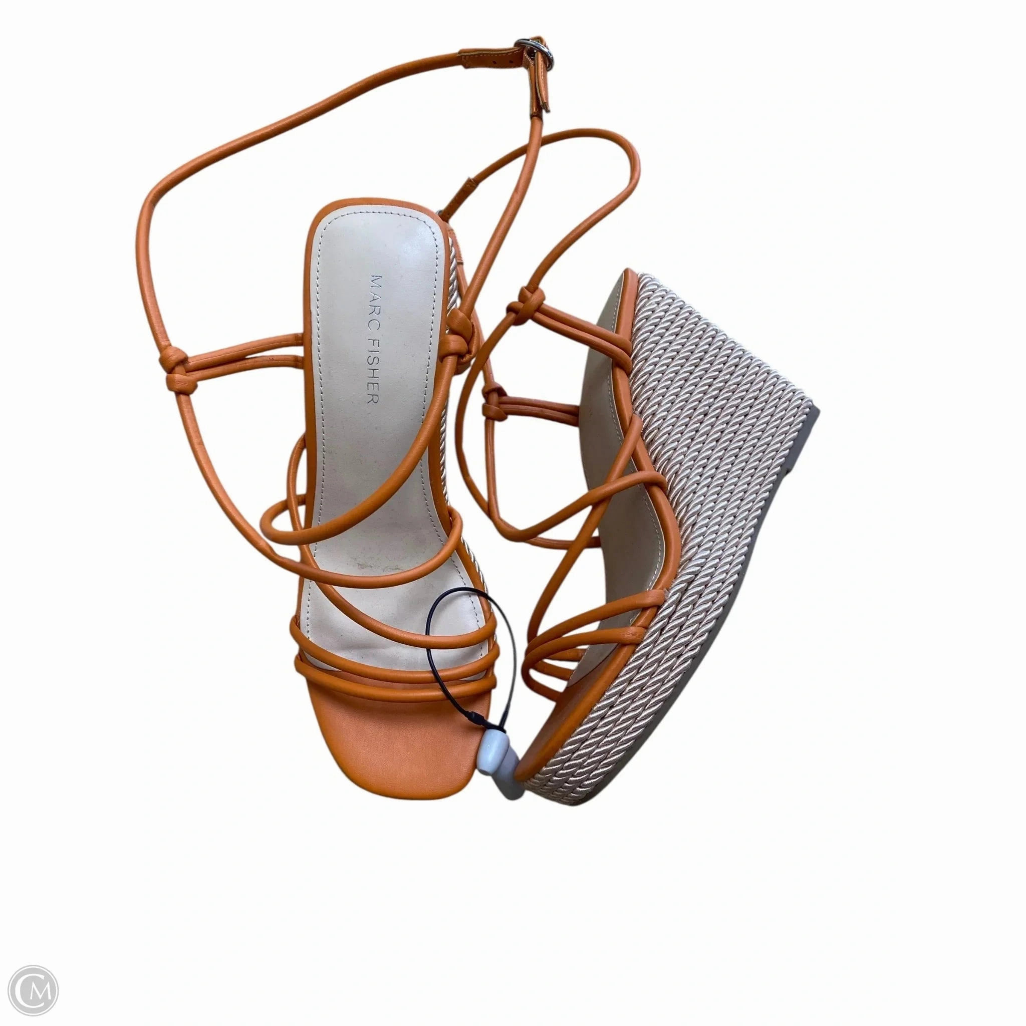 Sandals Heels Wedge By Marc Fisher In Orange, Size: 10 Fashion Heels