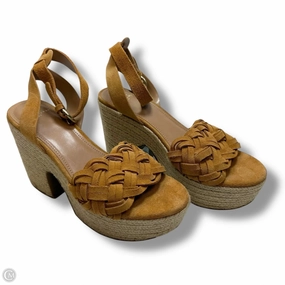 Sandals Heels Wedge By Marc Fisher In Tan, Size: 9 Marc Fisher fashion shoes with block heels