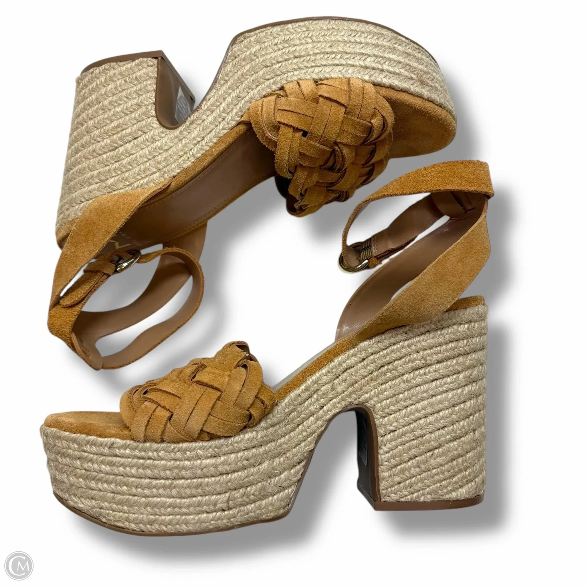 Sandals Heels Wedge By Marc Fisher In Tan, Size: 9 Fashion Heels