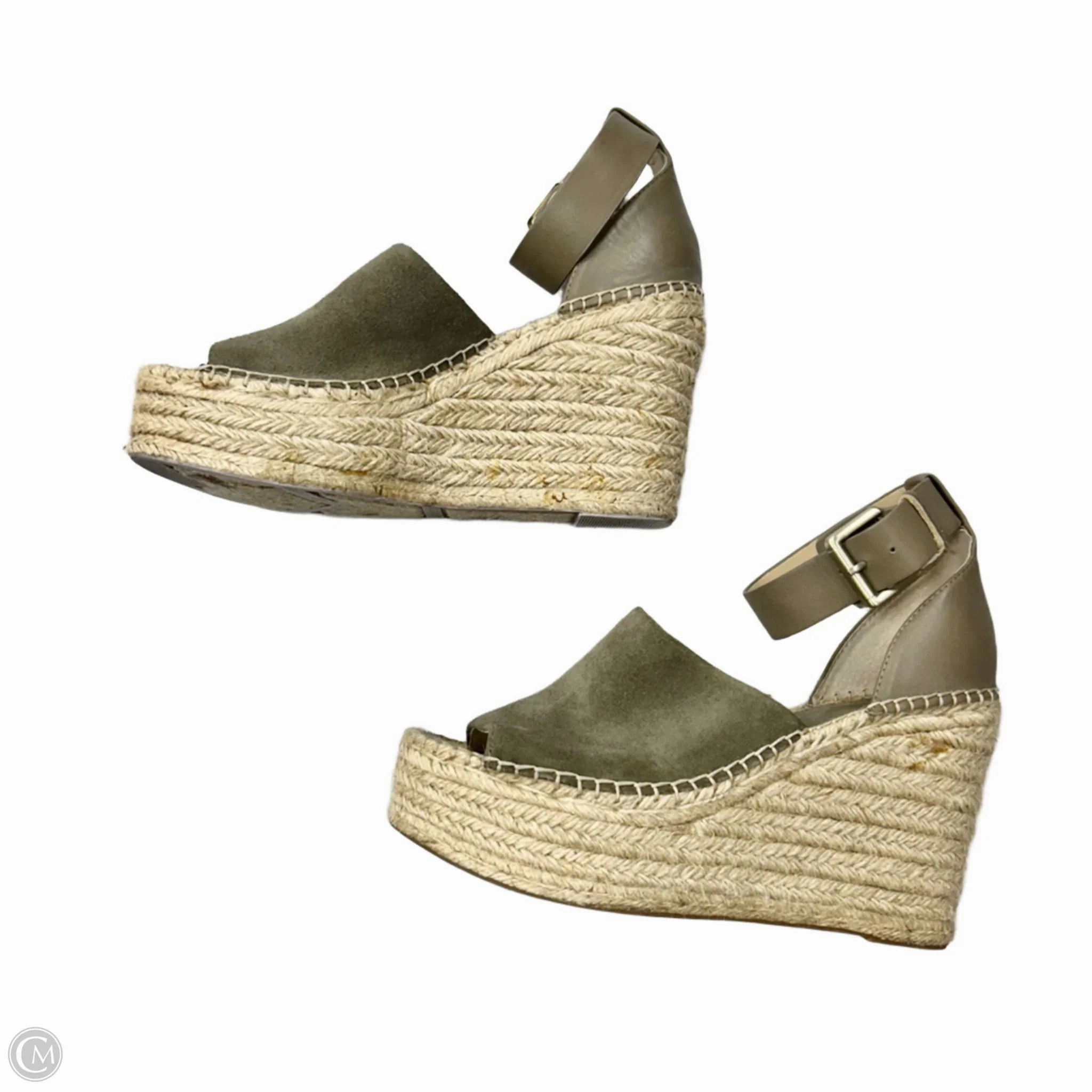 Sandals Heels Wedge By Marc Fisher In Taupe, Size: 8.5 Fashion Heels