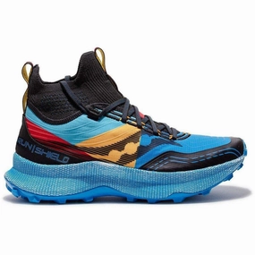 Saucony Endorphin Mid Mens Trail Running Shoes - Blue Saucony running shoes with stability support