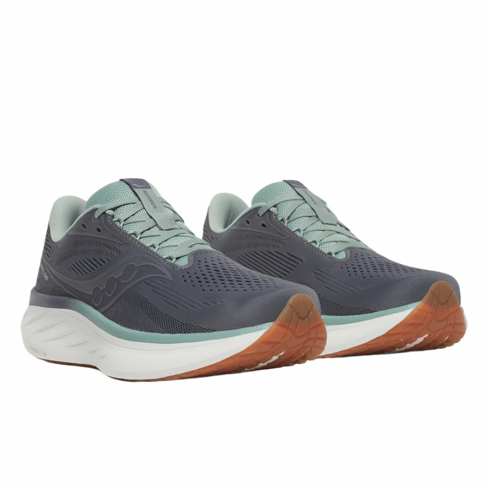 Saucony Men's Ride 18 Running Shoes in Carbon/Iceberg AW25 Saucony versatile athletic footwear