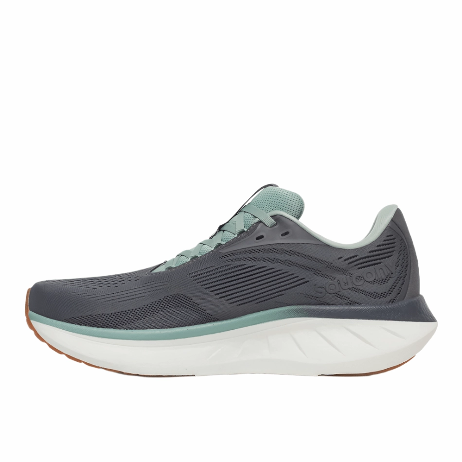 Saucony Men's Ride 18 Running Shoes in Carbon/Iceberg AW25 Saucony versatile athletic footwear