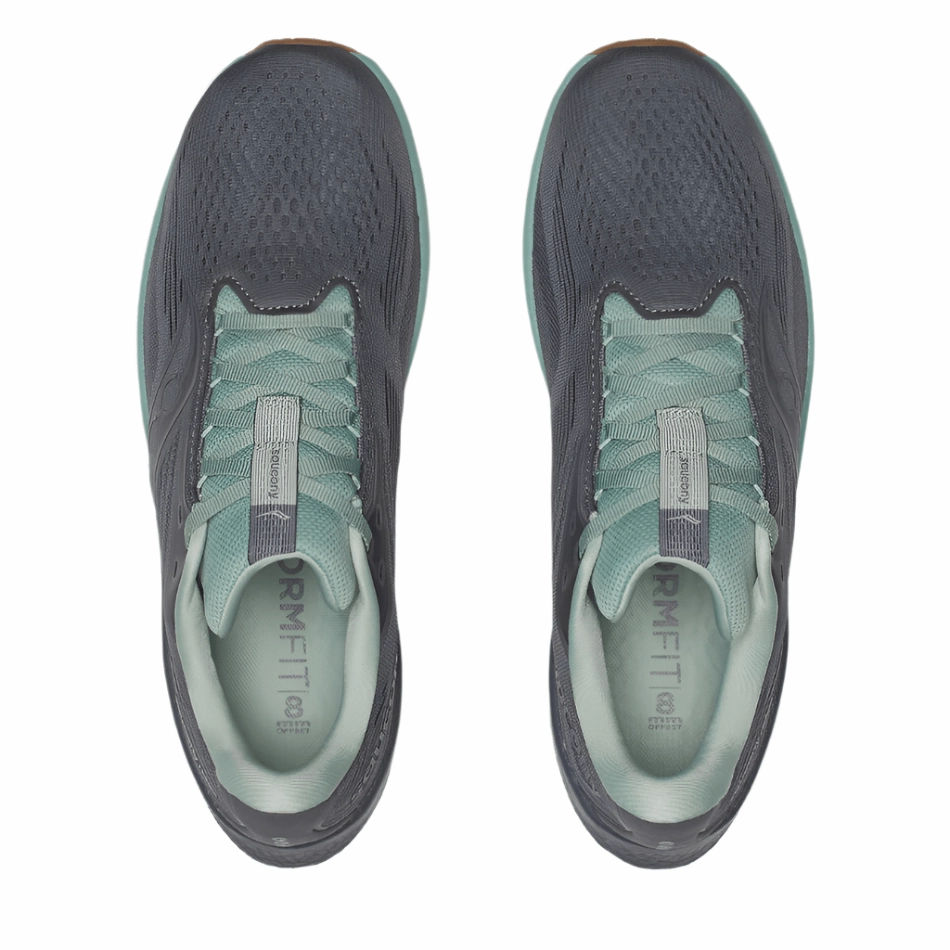 Saucony Men's Ride 18 Running Shoes in Carbon/Iceberg AW25 Saucony versatile athletic footwear