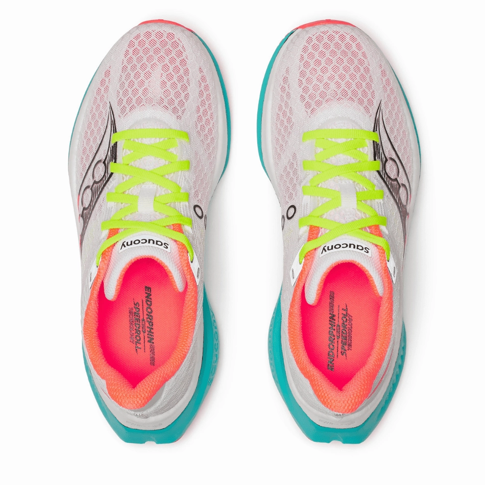 Saucony Women's Endorphin Speed 5 Running Shoes in White/Mutant AW25 Saucony versatile athletic footwear