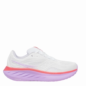 Saucony Women's Ride 18 Running Shoes in White/Coral - Online Exclusive Saucony lightweight trainers for everyday use