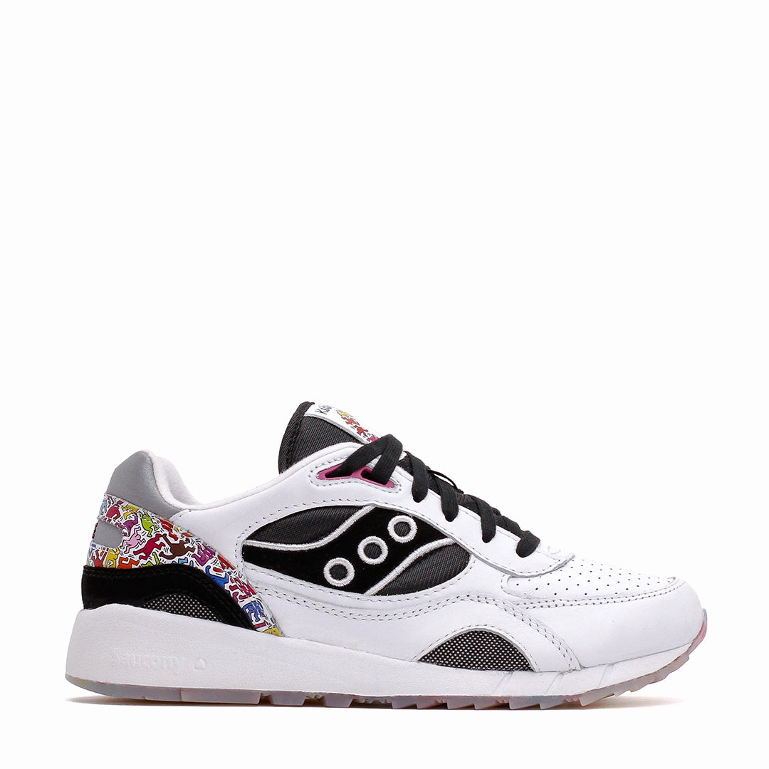 Saucony x Keith Haring Men Shadow 6000 White Black S70973-1 Saucony breathable mesh running sneakers