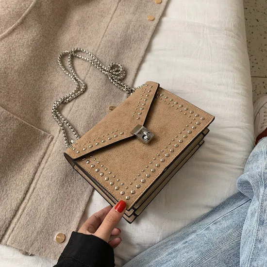 Scrub Leather Small Shoulder Messenger Bags For Women 2020 Chain Rivet Lock Crossbody Bag Female Travel Mini Bags Fashion Nova Bags