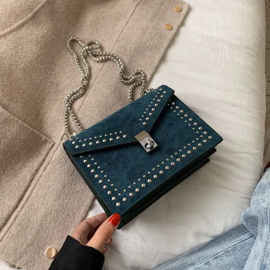 Scrub Leather Small Shoulder Messenger Bags For Women 2020 Chain Rivet Lock Crossbody Bag Female Travel Mini Bags Fashion Nova Bags