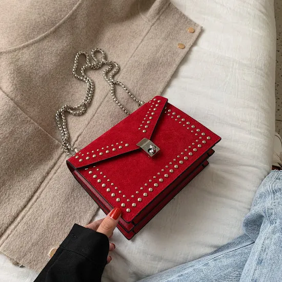 Scrub Leather Small Shoulder Messenger Bags For Women 2020 Chain Rivet Lock Crossbody Bag Female Travel Mini Bags Fashion Nova Bags