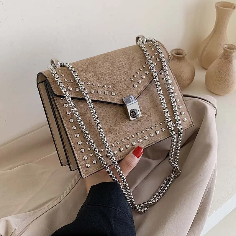 Scrub Leather Small Shoulder Messenger Bags For Women 2020 Chain Rivet Lock Crossbody Bag Female Travel Mini Bags Fashion Nova Bags