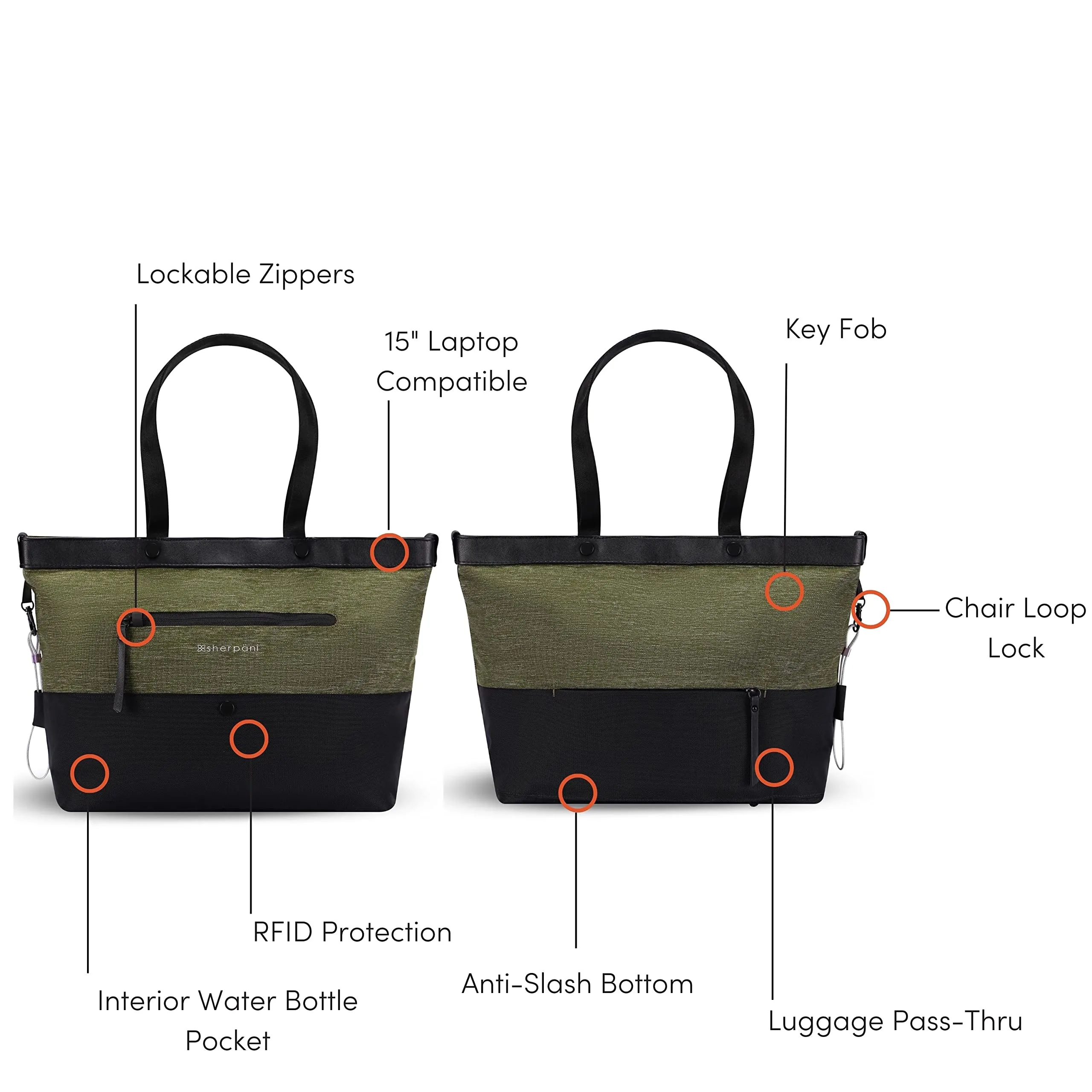 Sherpani Cali, Anti Theft Tote Bag, Travel Bag, Tote Purse, Teacher Bag, Work Tote Bags for Women, Fits 15 Inch Laptop (No Sleeve) Bags Sherpani
