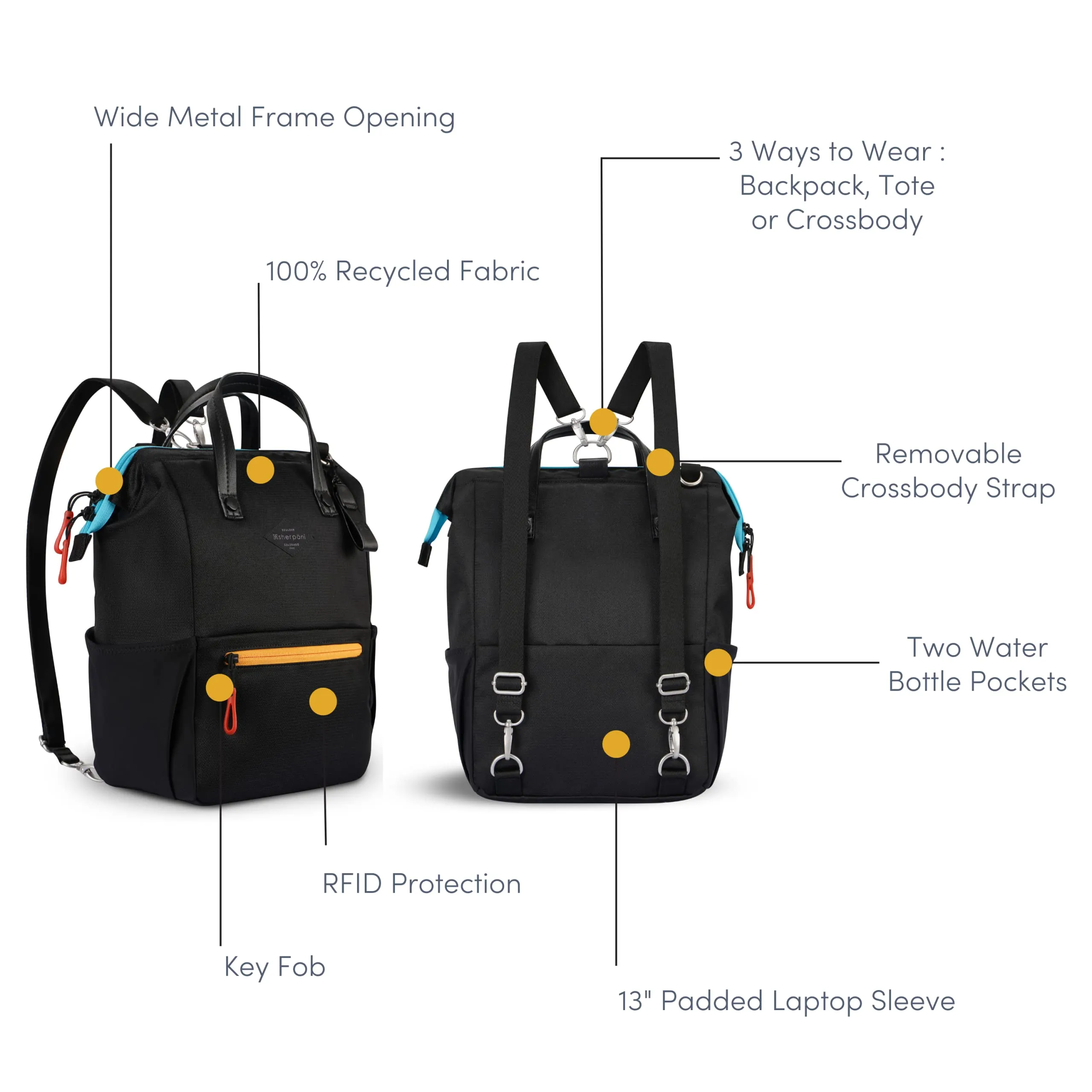 Sherpani Dispatch Convertible Backpack Tote, Fits 13 Inch Laptop Bags Sherpani