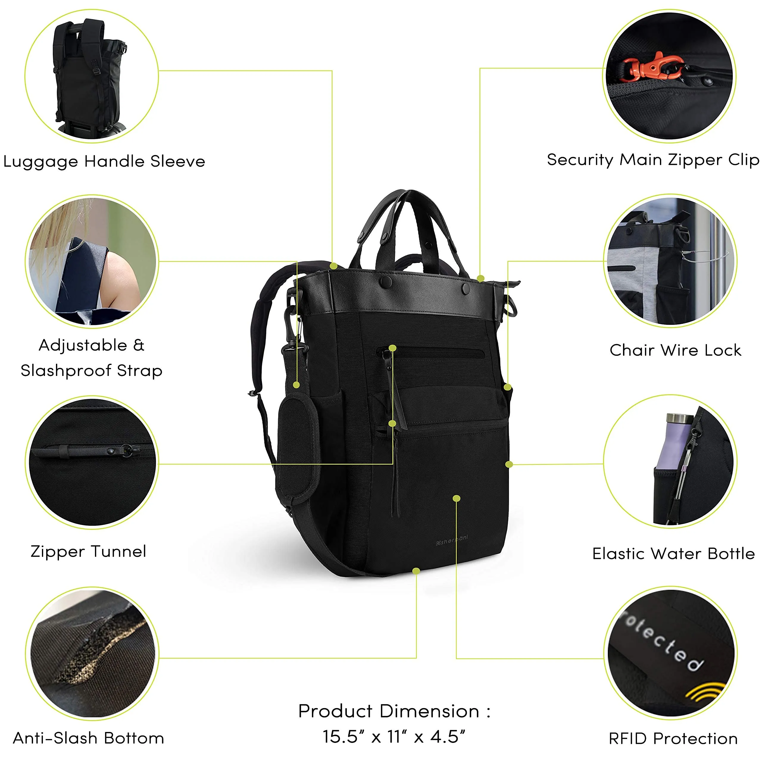 Sherpani Soleil Anti Theft Convertible Backpack, 13 Inch Laptop Bags Sherpani