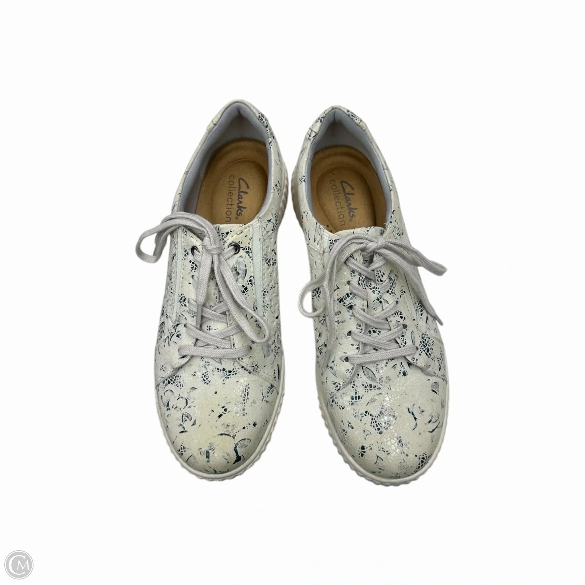 Shoes Athletic By Clarks In Blue & Cream, Size: 7.5 Leather Footwear