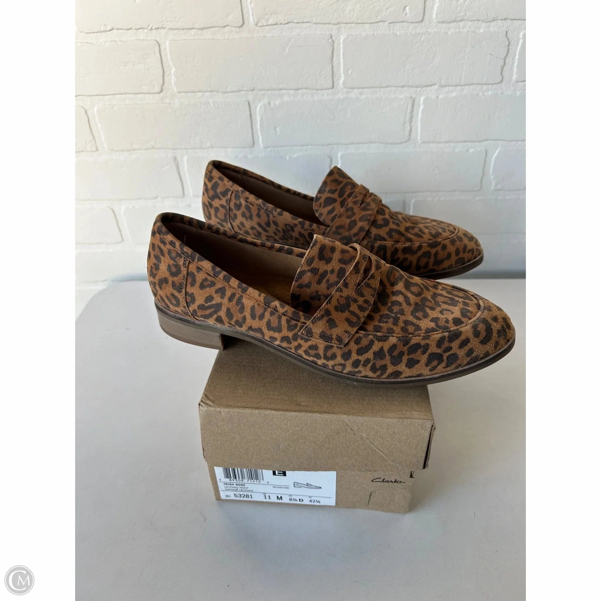 Shoes Flats By Clarks In Animal Print, Size: 11 Leather Footwear