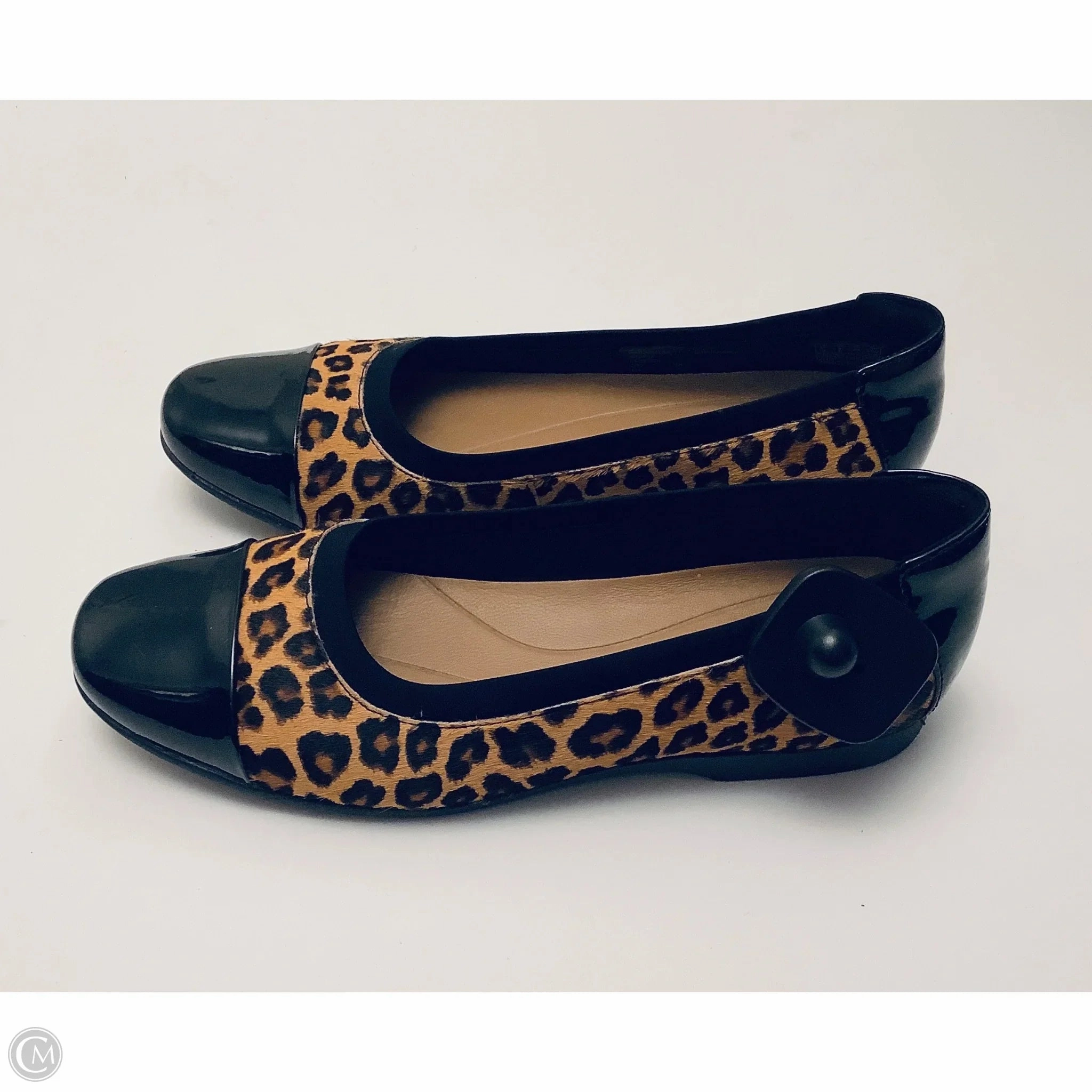 Shoes Flats By Clarks In Animal Print, Size: 8 Leather Footwear