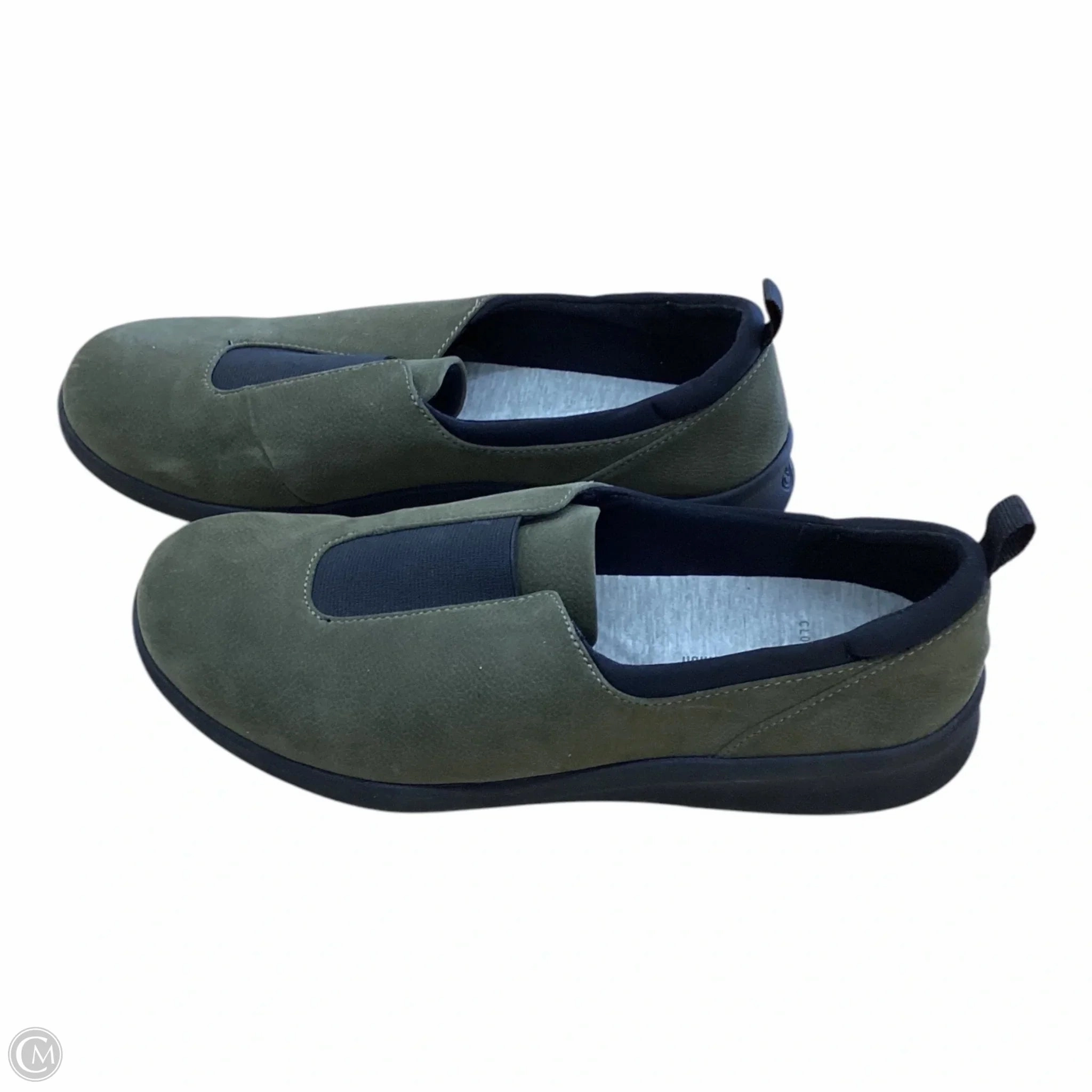 Shoes Flats By Clarks In Black & Green, Size: 10 Leather Footwear