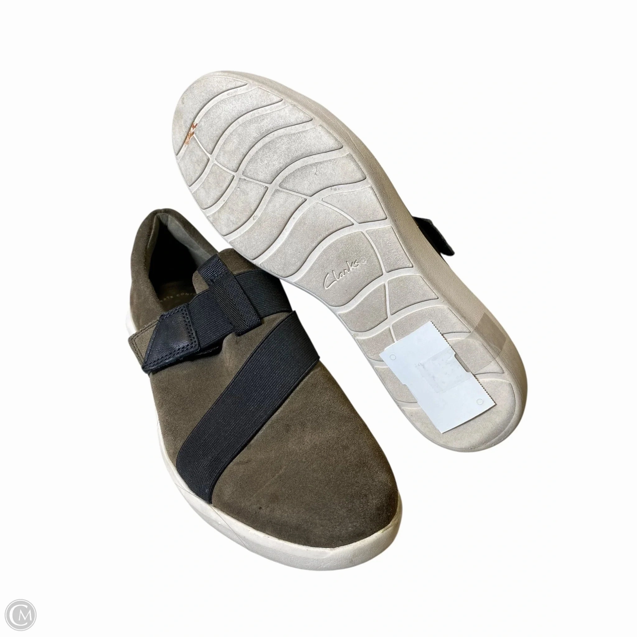 Shoes Flats By Clarks In Black & Green, Size: 8.5 Leather Footwear