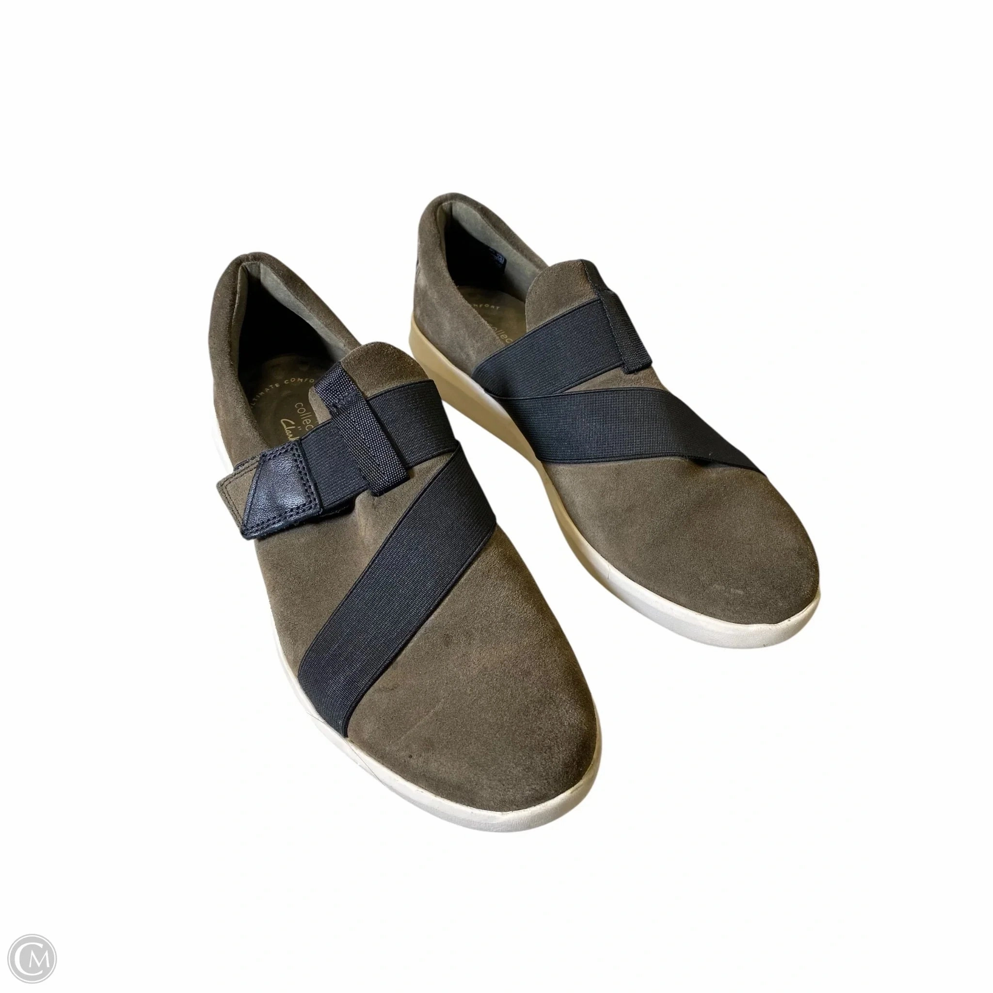 Shoes Flats By Clarks In Black & Green, Size: 8.5 Leather Footwear