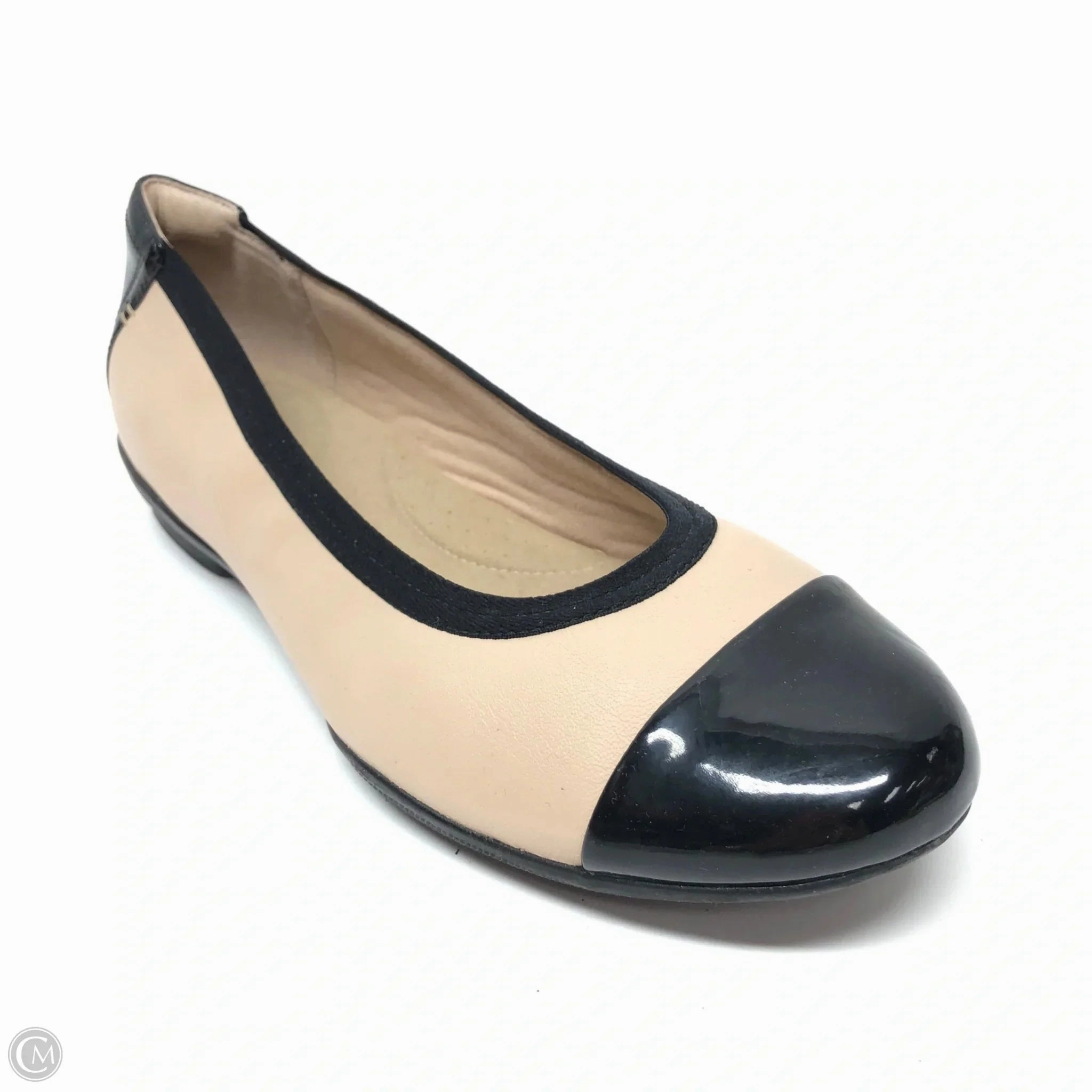 Shoes Flats By Clarks In Black & Tan, Size: 8.5 Leather Footwear