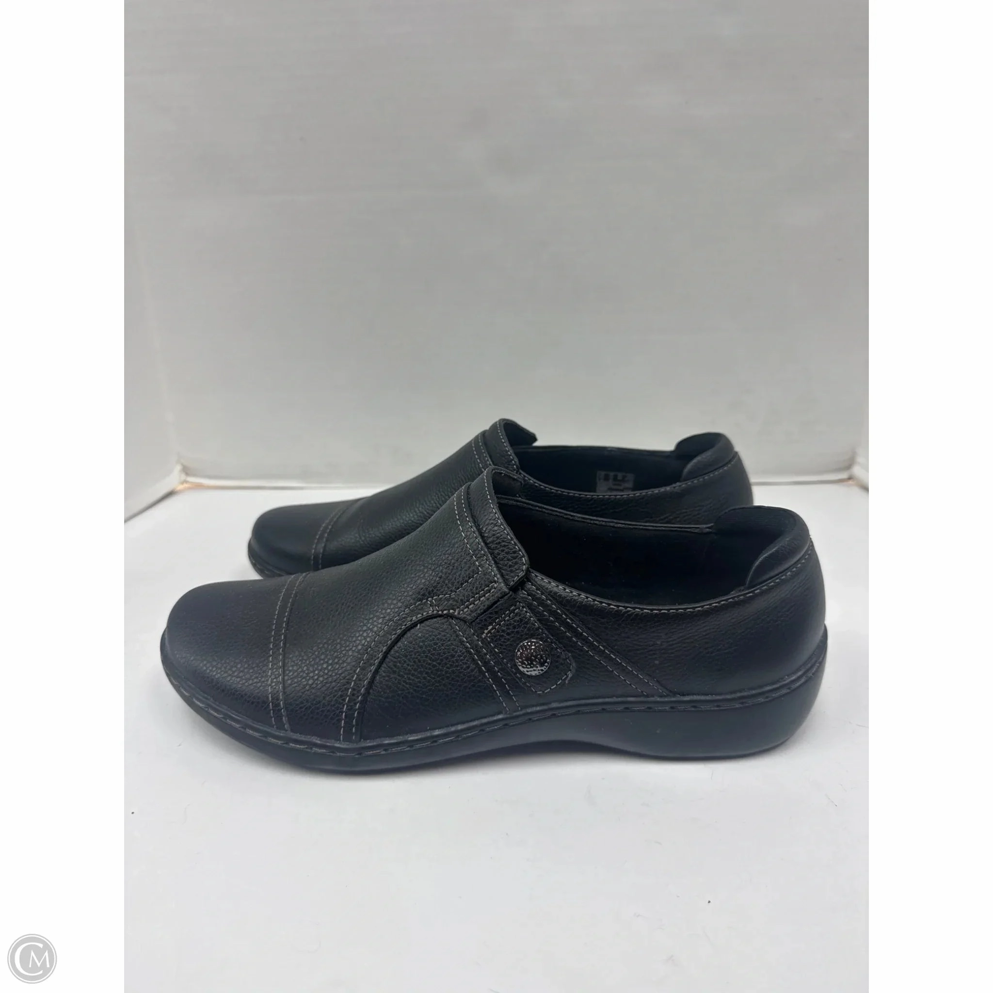 Shoes Flats By Clarks In Black, Size: 12 Leather Footwear