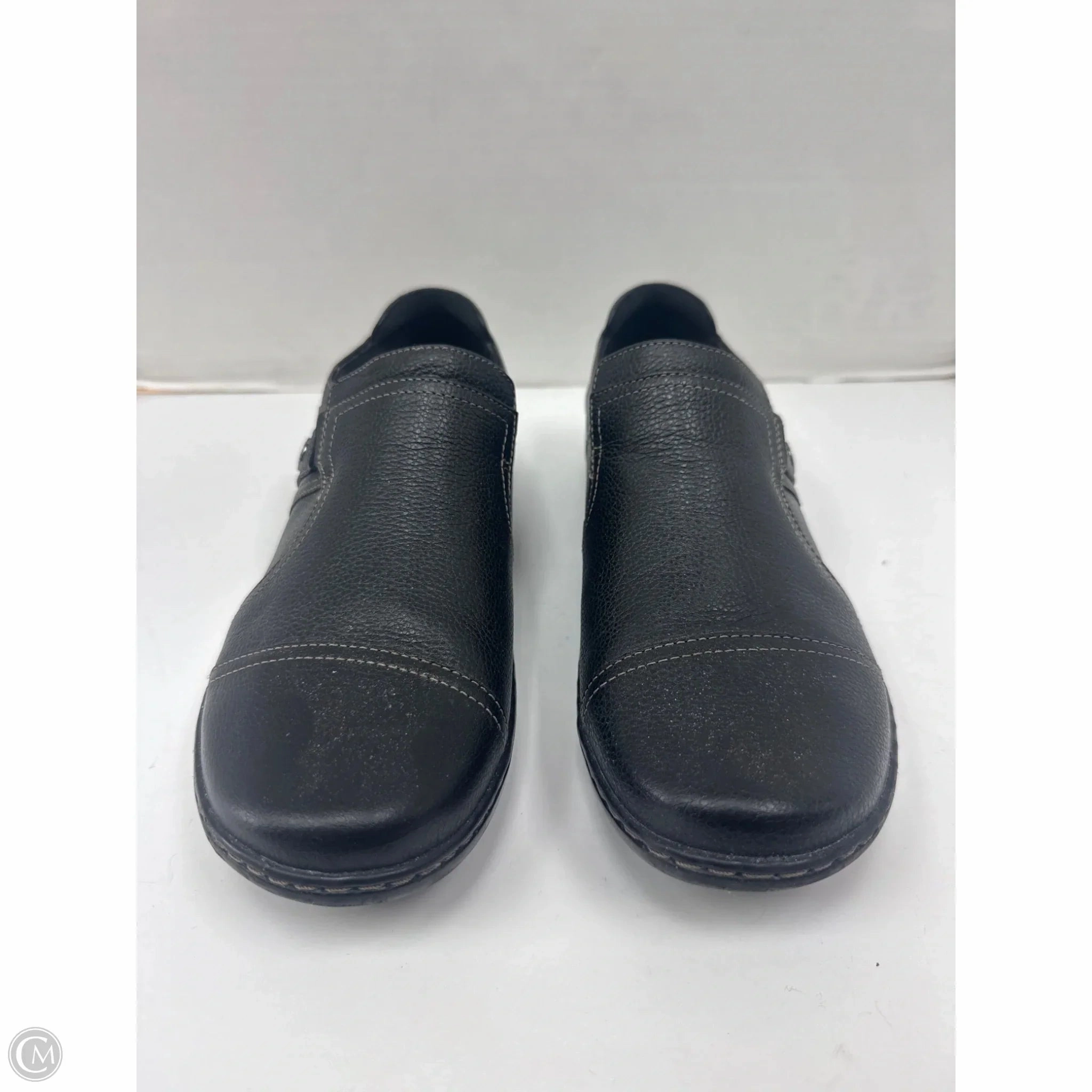 Shoes Flats By Clarks In Black, Size: 12 Leather Footwear