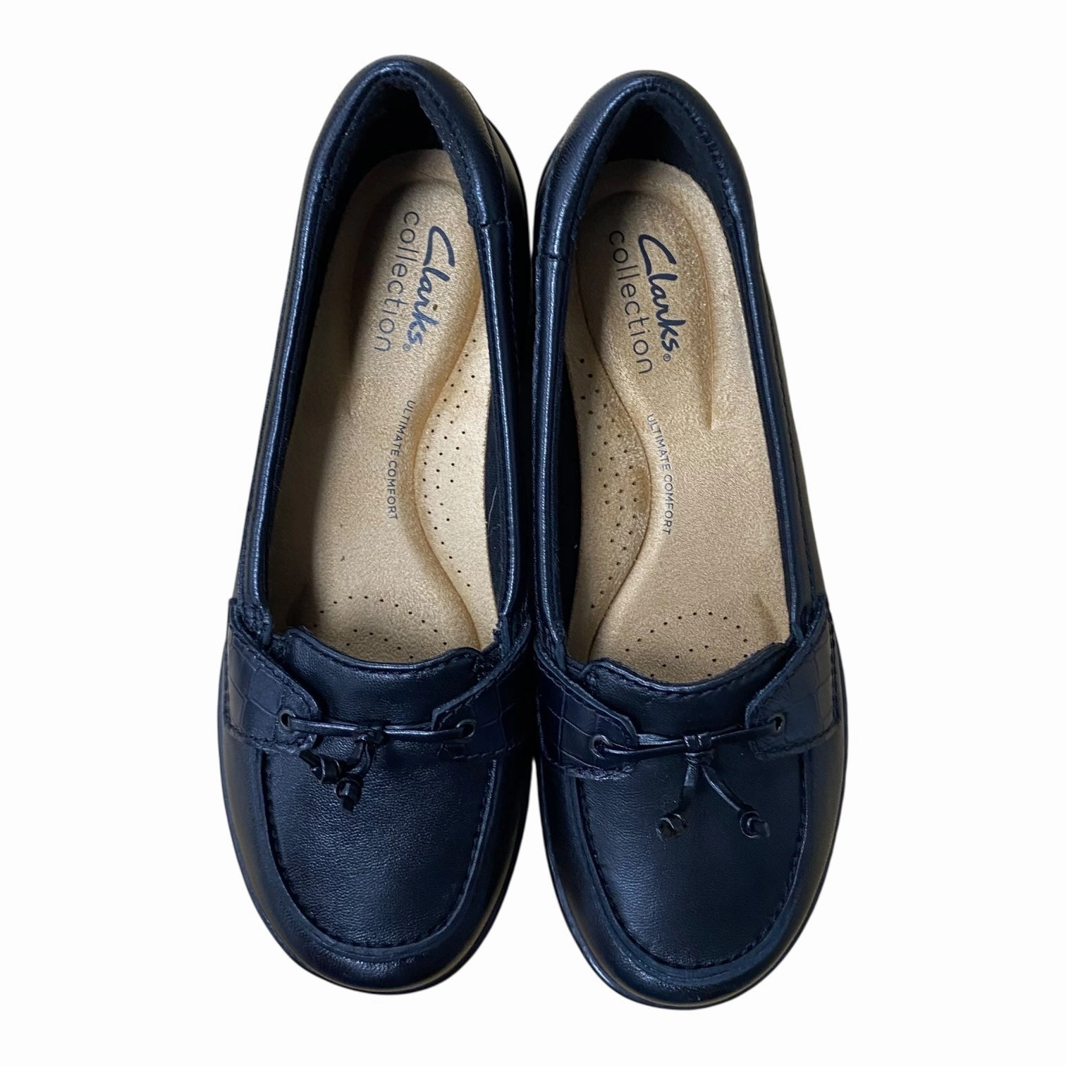 Shoes Flats By Clarks In Black, Size:5.5 Leather Footwear