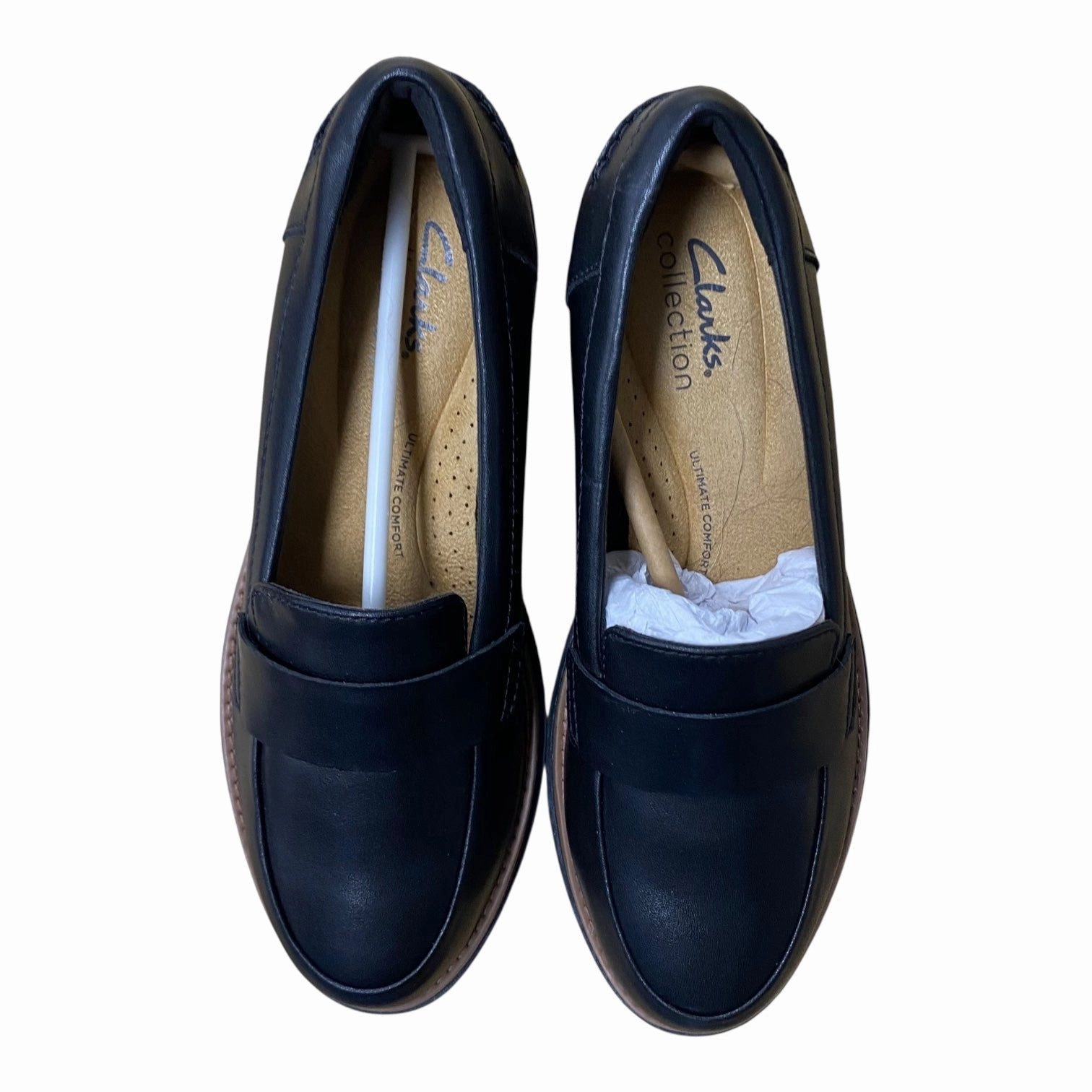 Shoes Flats By Clarks In Black, Size:5 Leather Footwear